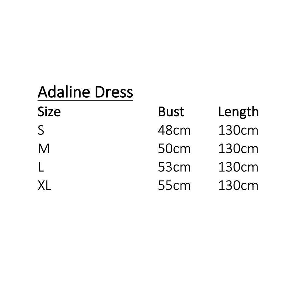Sizing details for Adaline shirt dresses.