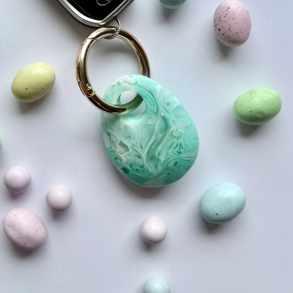 The Resin Drop Keyring in Aqua