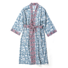 Kimono Robe in St Germain Blue & Pink