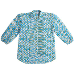 The Ava Shirt in Blue Trellis