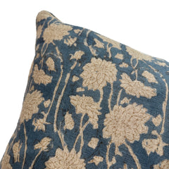 Blue Dhalia Linen Cushion with Feather Insert
