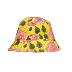 Child's Block Printed Reversible Hat - Clementine