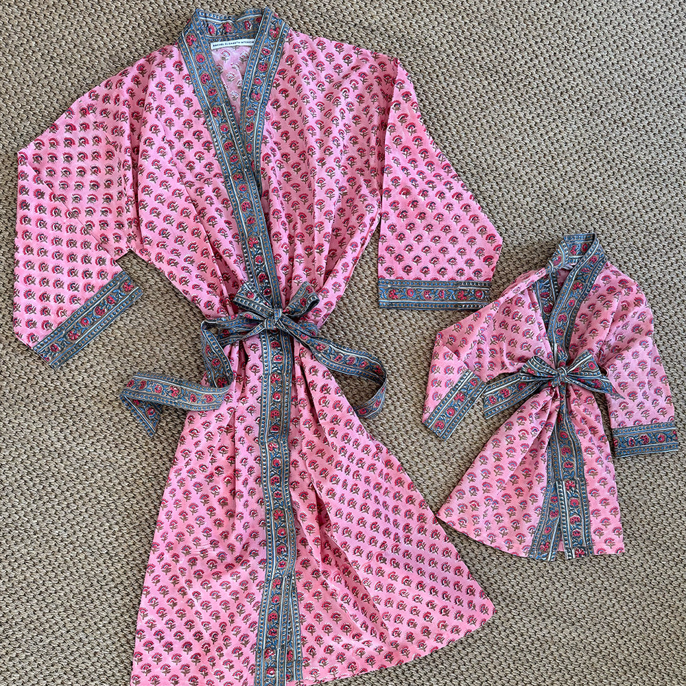 Toddler Cotton Kimono Robe - in Provence Rose