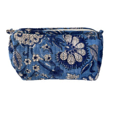 Chloe Quilted Cosmetic Pouch in Ocean Blue
