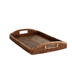 Rectangle Rattan tray with curved Handles