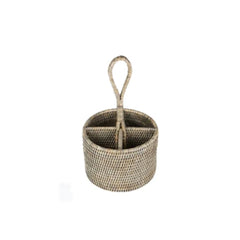 Rattan Round Caddy with Loop Handle
