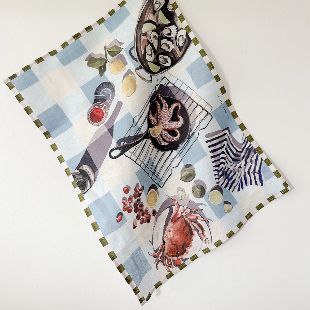 Seafood Spread Linen Tea Towel by Whitney Spicer – Rachel Elizabeth ...