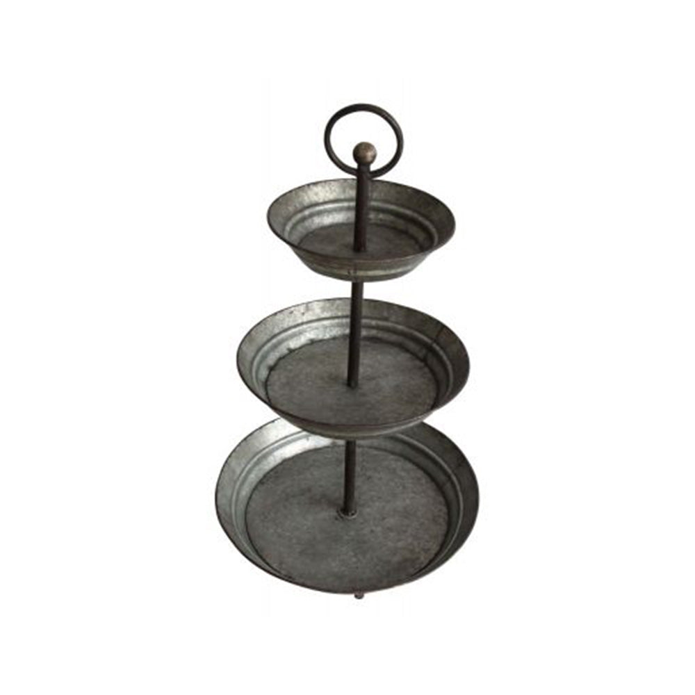 Photo of tin 3 tiered stand with round handle at top