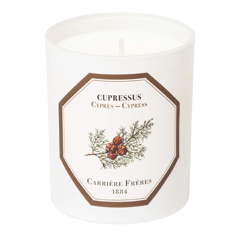 Photo of cypress scented candle made by Carriere Freres