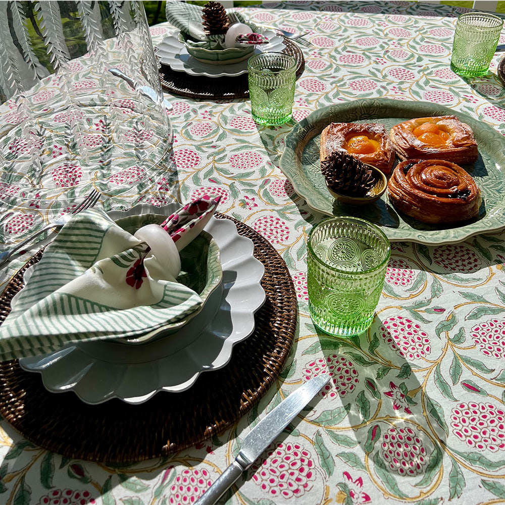 Photo of pink and green pomegranate Ava cotton napkins