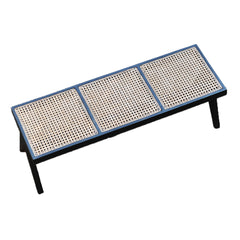 Timber and cane bench seat with timber painted black